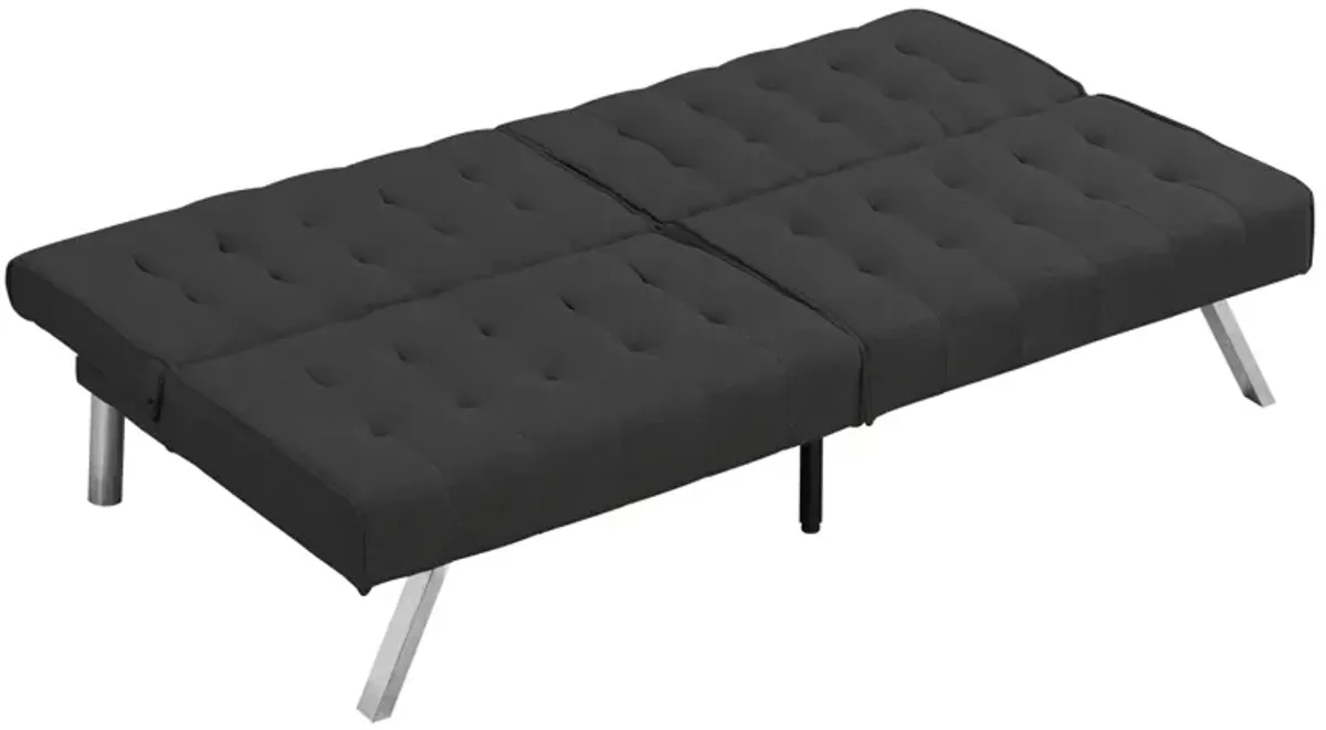 Wood Frame, Stainless Leg, Futon, Sofa Bed Black