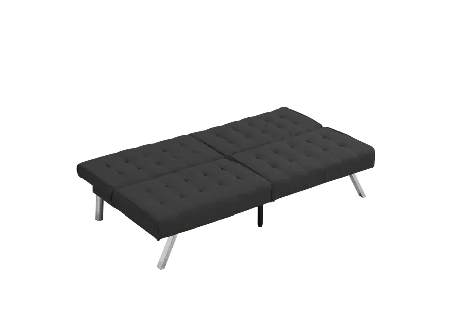 Wood Frame, Stainless Leg, Futon, Sofa Bed Black