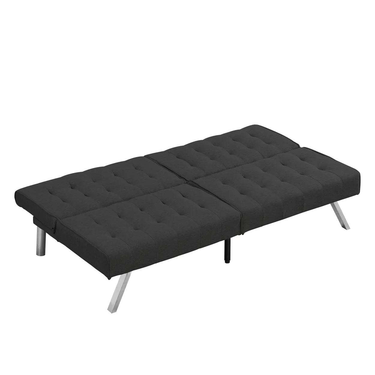 Wood Frame, Stainless Leg, Futon, Sofa Bed Black