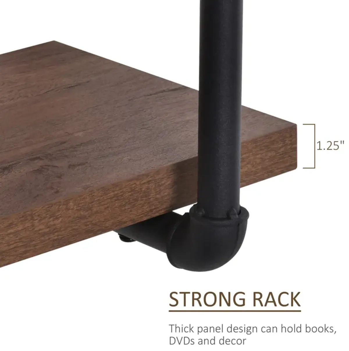 Rustic Floating Shelves: 4-Tier Industrial Pipe Wall-Mounted Rack