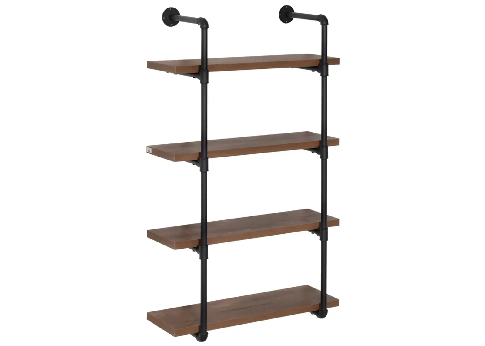 Rustic Floating Shelves: 4-Tier Industrial Pipe Wall-Mounted Rack