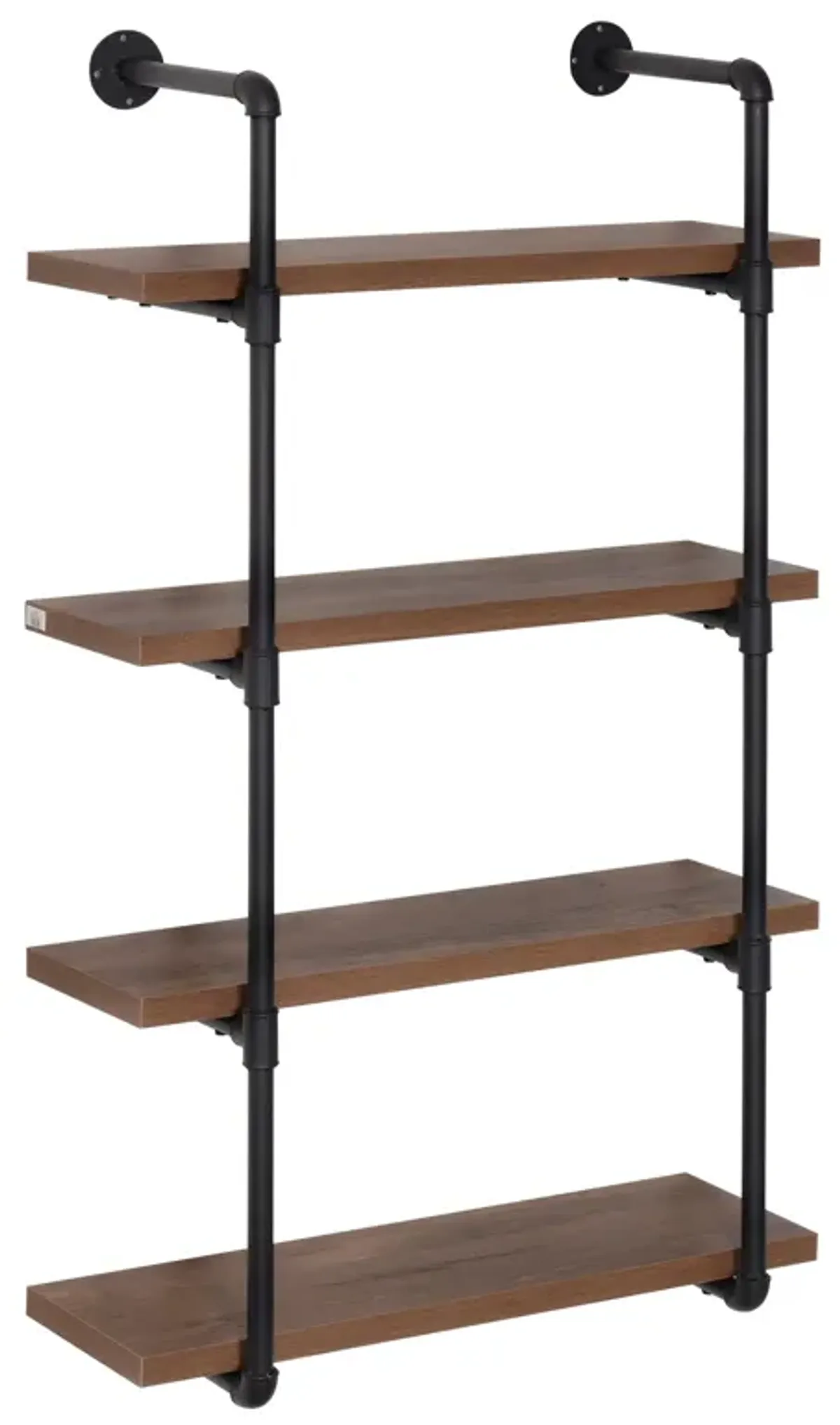 Rustic Floating Shelves: 4-Tier Industrial Pipe Wall-Mounted Rack