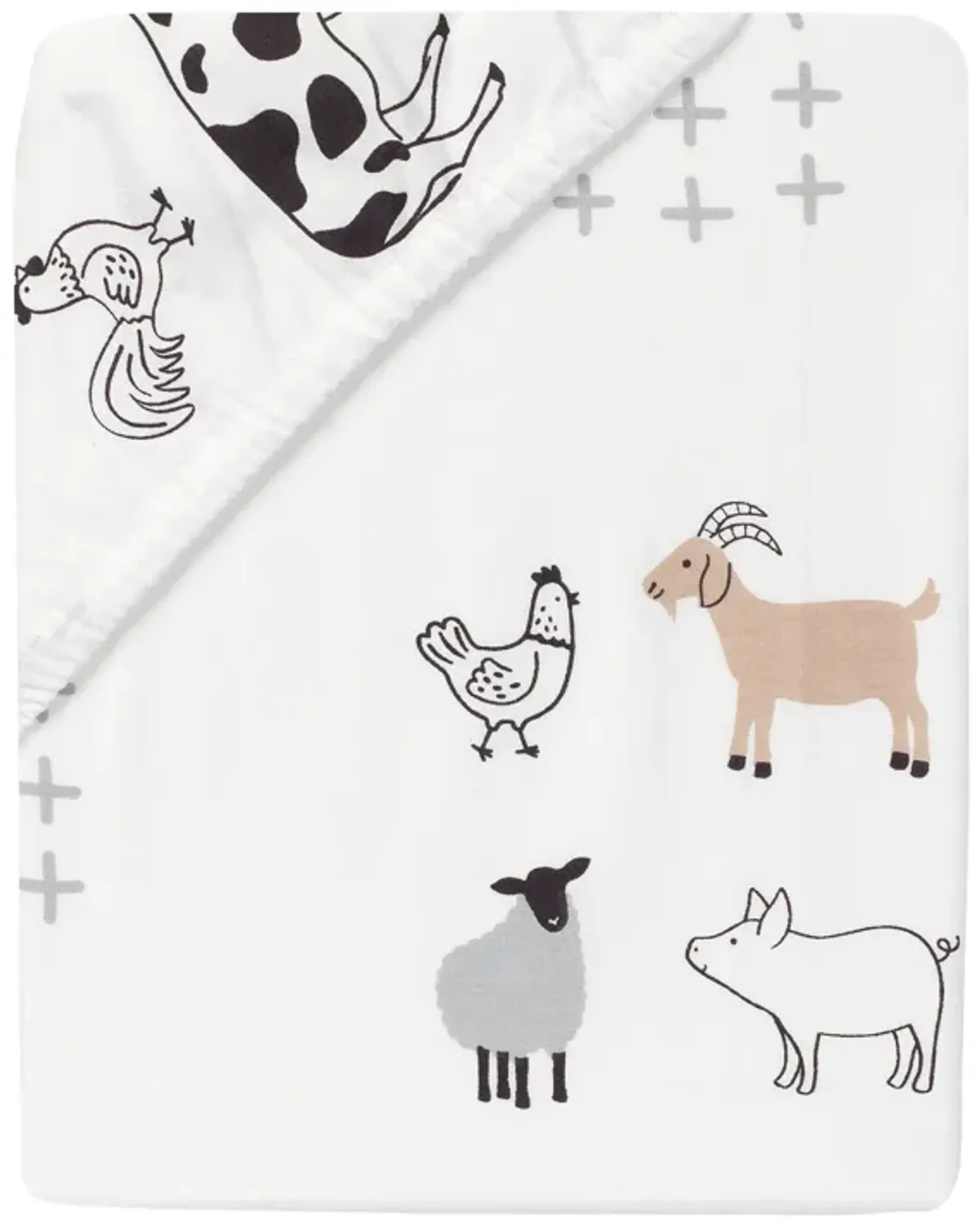 Lambs & Ivy Baby Farm Animals 100% Cotton Fitted Crib Sheet - White