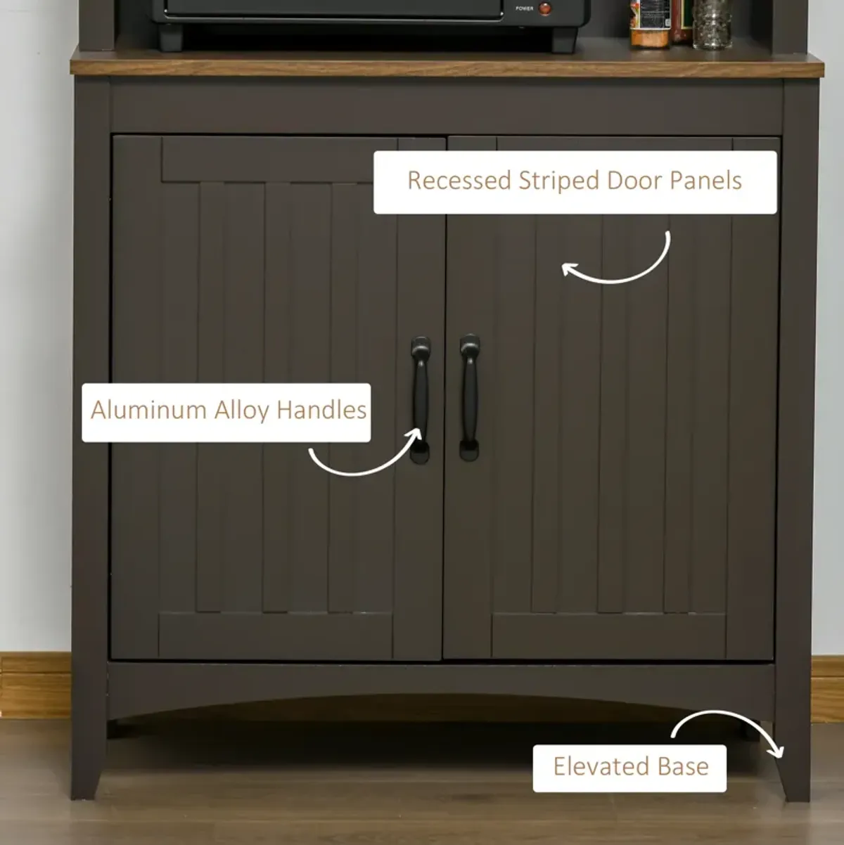 70" Kitchen Pantry Freestanding Cupboard Cabinet w/ Adjustable Shelves