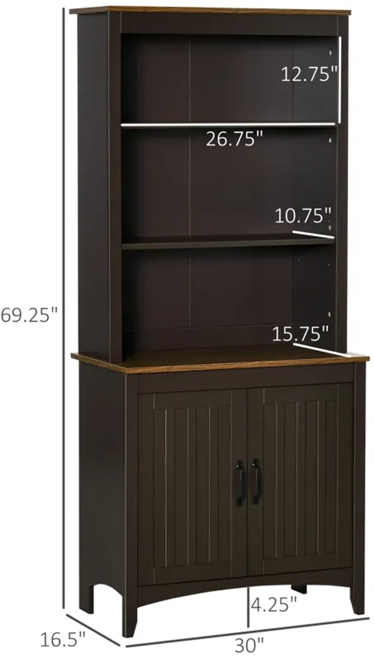 70" Kitchen Pantry Freestanding Cupboard Cabinet w/ Adjustable Shelves