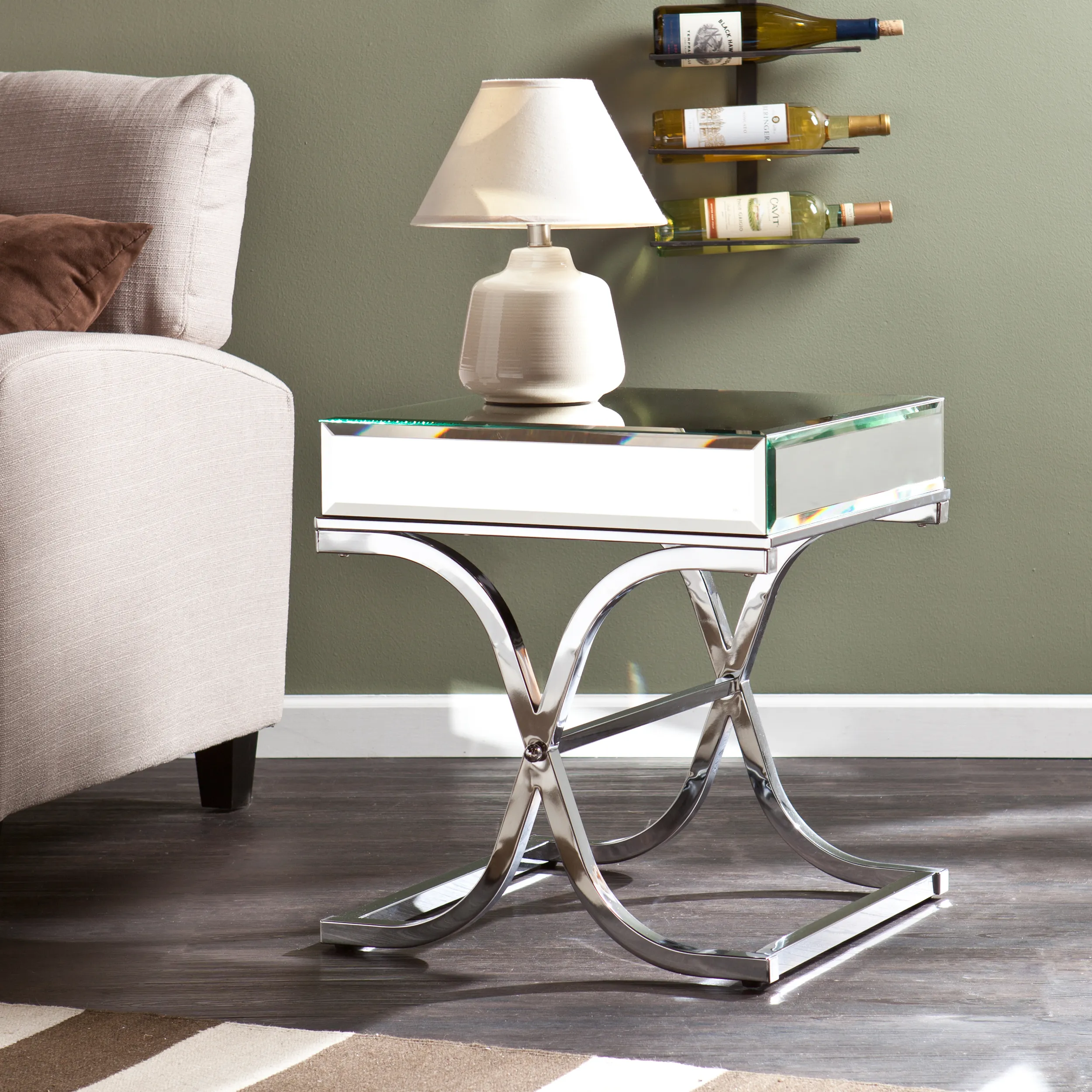 Ava Mirrored End Table