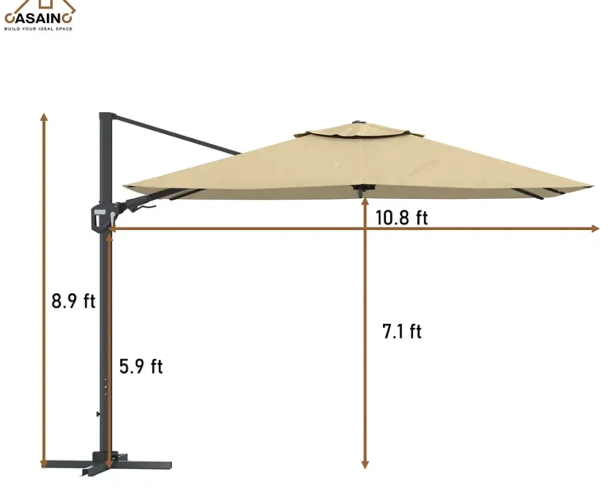 11FT Square Cantilever Patio Umbrella (without Umbrella Base).