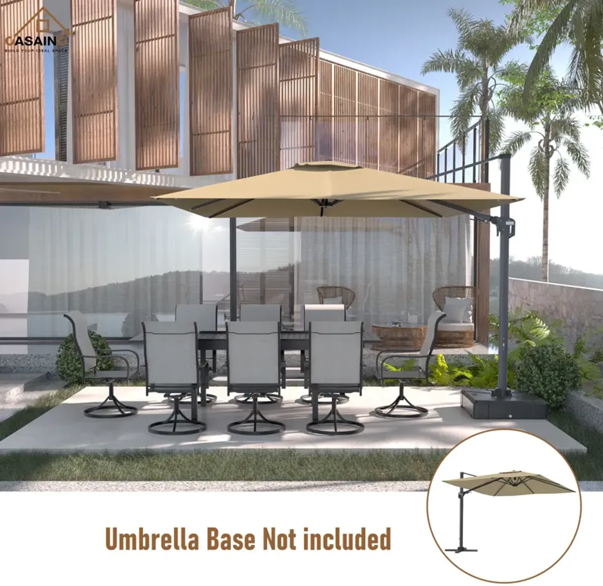 11FT Square Cantilever Patio Umbrella (without Umbrella Base).