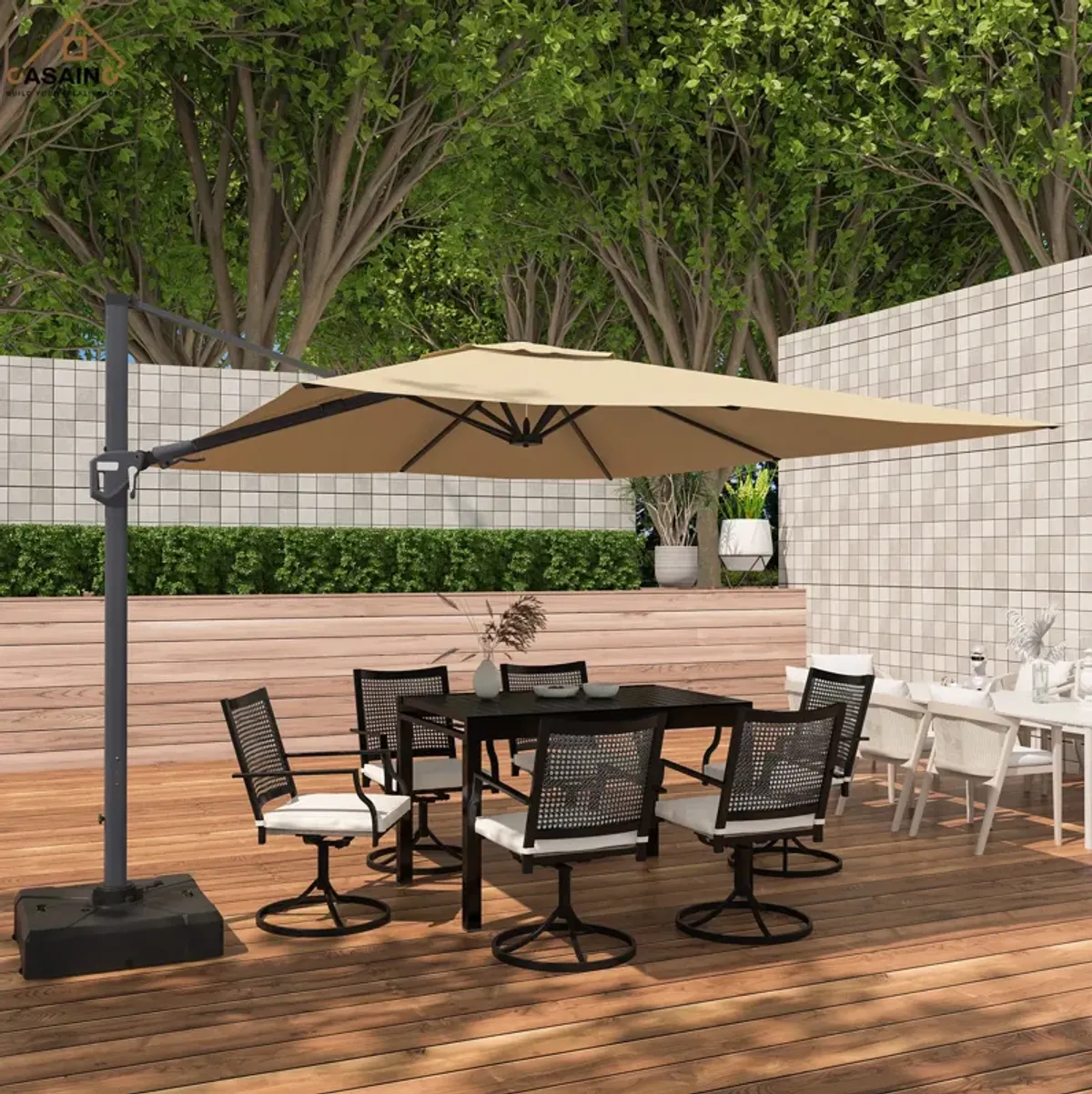 11FT Square Cantilever Patio Umbrella (without Umbrella Base).