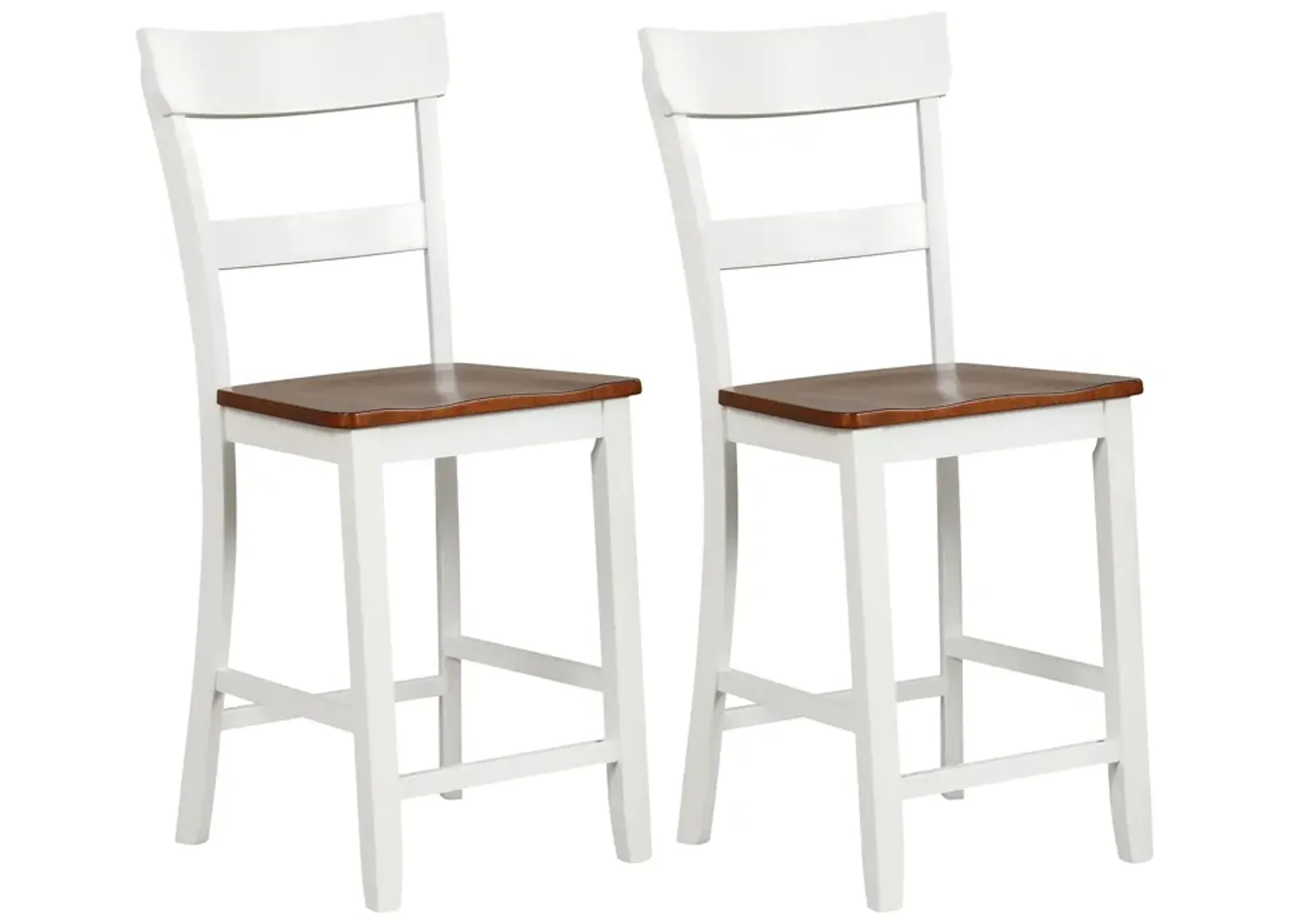 Farmhouse Dining Bar Stool Set of 2 with Solid Rubber Wood Frame