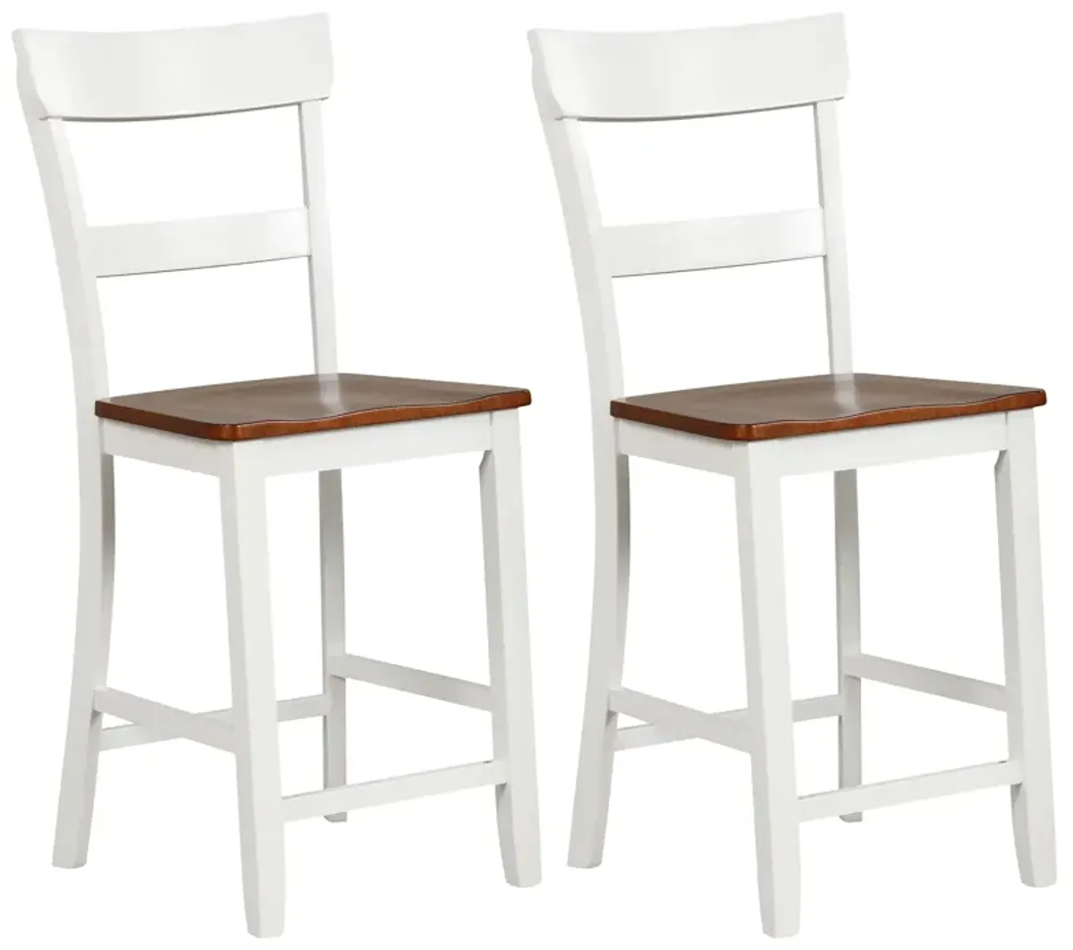 Farmhouse Dining Bar Stool Set of 2 with Solid Rubber Wood Frame