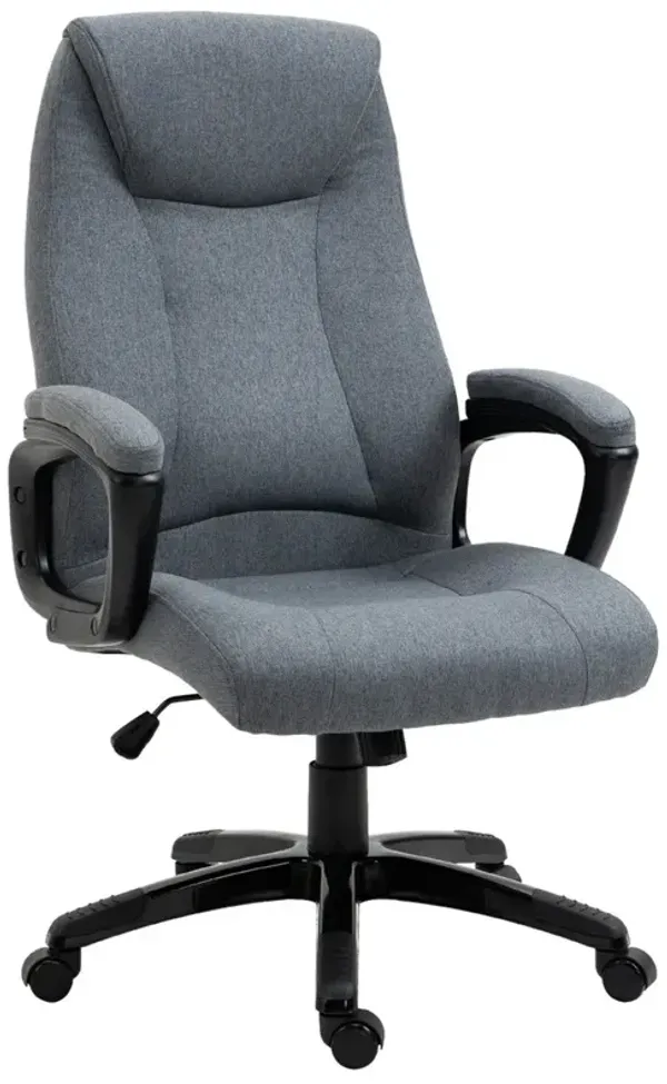 Grey Home Office Ergonomics: Swivel Desk Chair with Padded Armrests