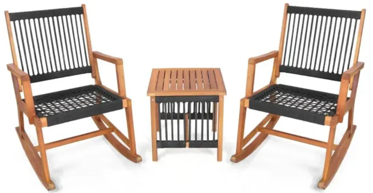 Hivvago 3 Pieces Acacia Wood Rocking Bistro Set