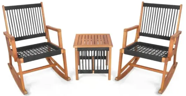 Hivvago 3 Pieces Acacia Wood Rocking Bistro Set