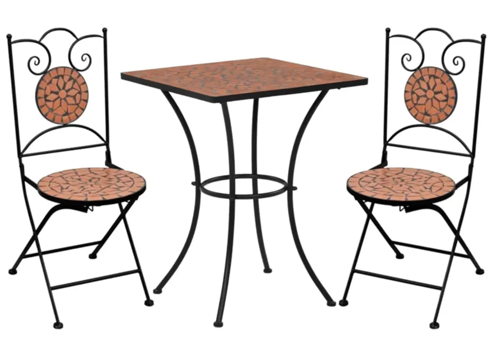 vidaXL 3 Piece Mosaic Bistro Set Ceramic Tile Terracotta