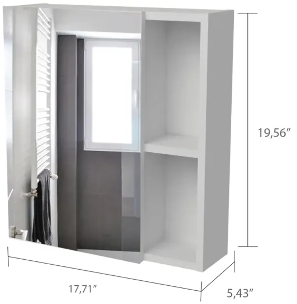 Whirlwind 1-Shelf Rectangle Medicine Cabinet With Mirror White