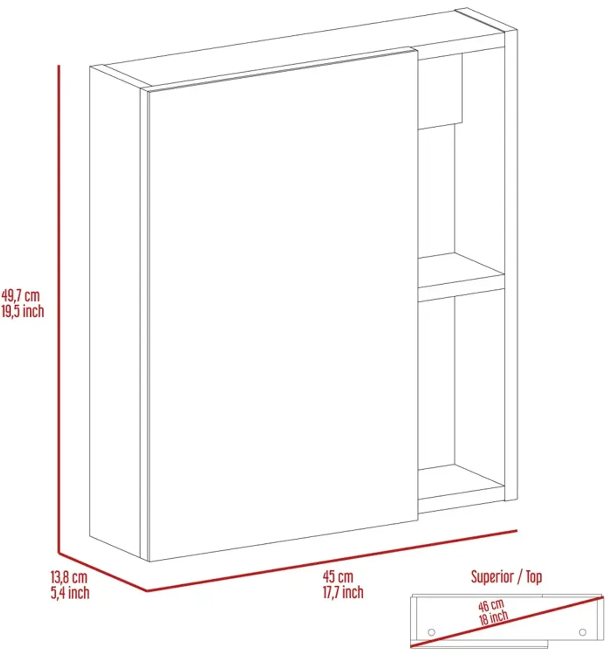 Whirlwind 1-Shelf Rectangle Medicine Cabinet With Mirror White