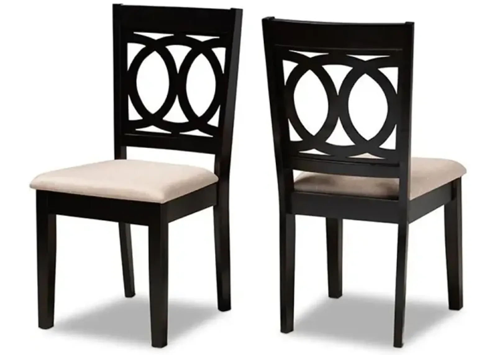 Fabric Upholstered Espresso Brown Finished Wood 2-Piece Dining Chair Set Set