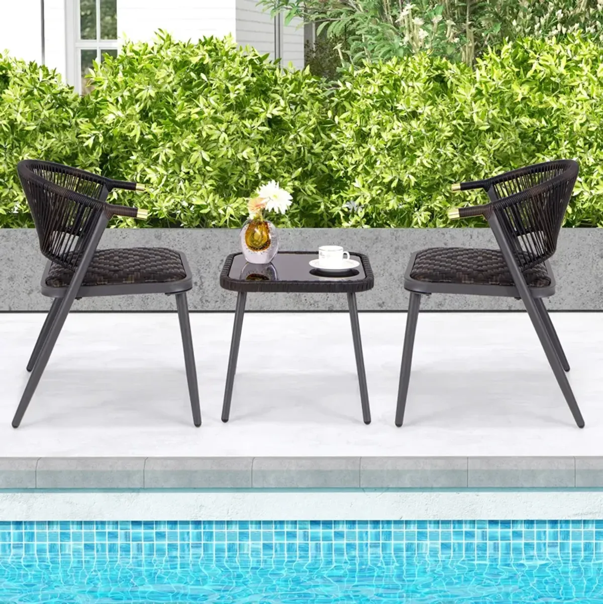 3-Piece Patio Rattan Furniture Set – Outdoor Lounge Chairs and Coffee Table for Backyard