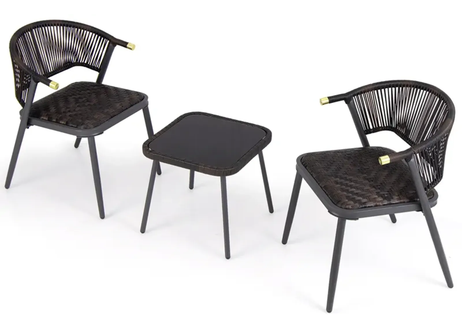 3-Piece Patio Rattan Furniture Set – Outdoor Lounge Chairs and Coffee Table for Backyard