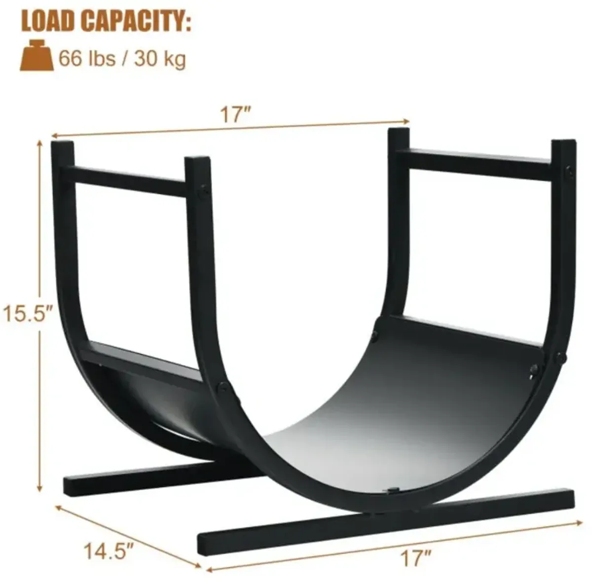 Hivvago 17 Inch U-Shaped Firewood Rack Steel