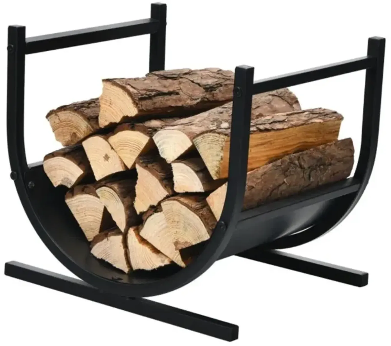 Hivvago 17 Inch U-Shaped Firewood Rack Steel