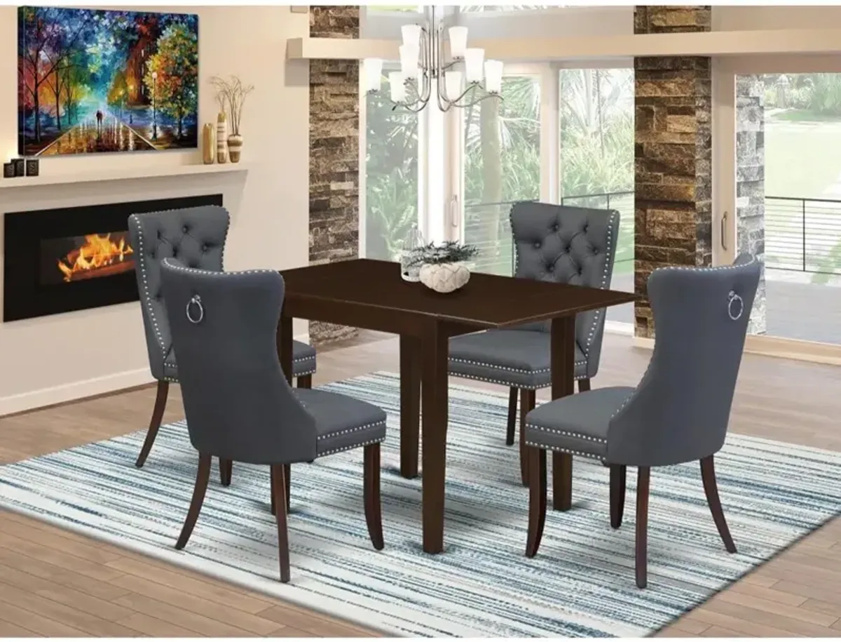 5 Piece Kitchen Set Consists of a Rectangle Dining Table with Dropleaf