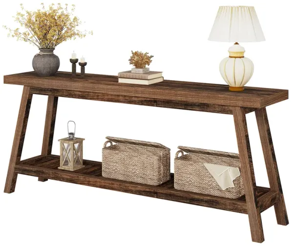 70.9'' Farmhouse Console Entryway Table, 2-Tier Extra Long Console Table for Entryway, Narrow Wood Foyer Sofa Couch Table for Entrance, Hallway, Living Room