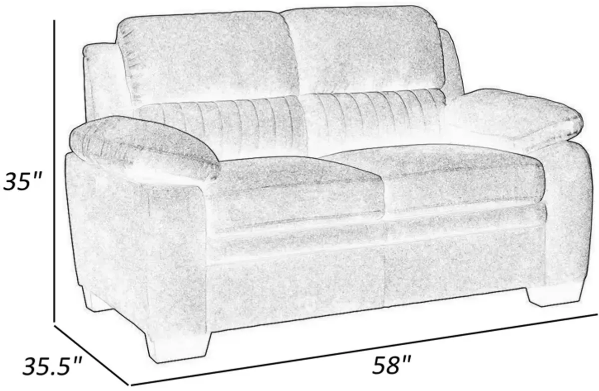 Hugh 58 Inch Loveseat, Dark Gray Polyester, Foam Cushioned, Solid Wood - Benzara