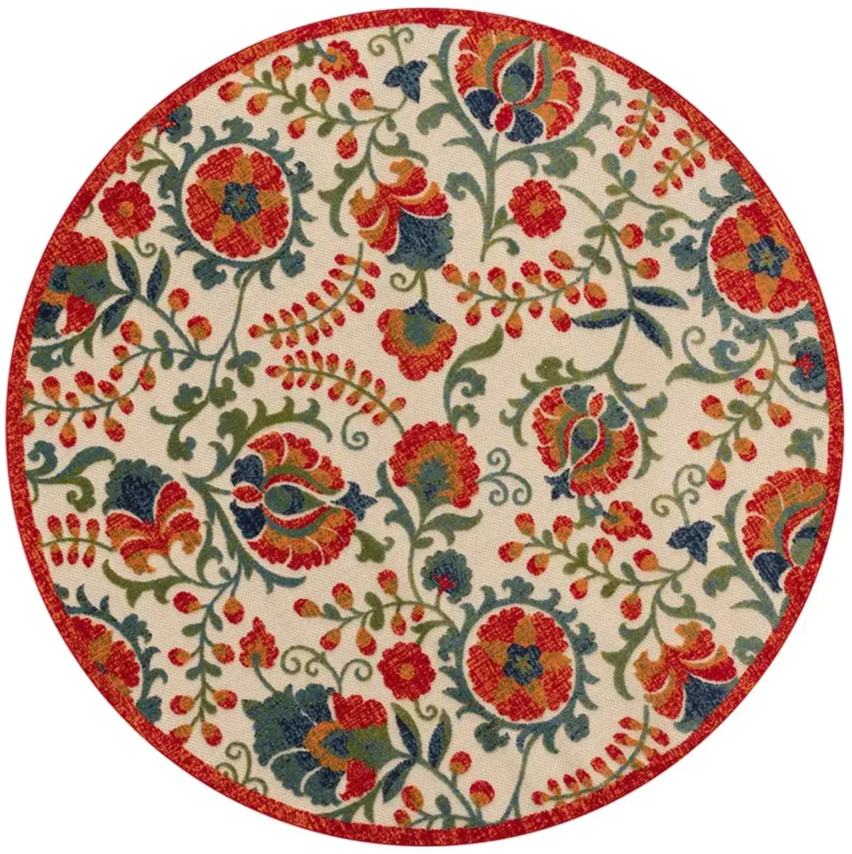 Aloha ALH17 Red/Multicolor 5'3" x Round Rug