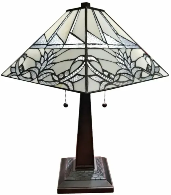 Hivvago 22" Dark Brown Metal Two Light Candlestick Table Lamp With White Empire Shade