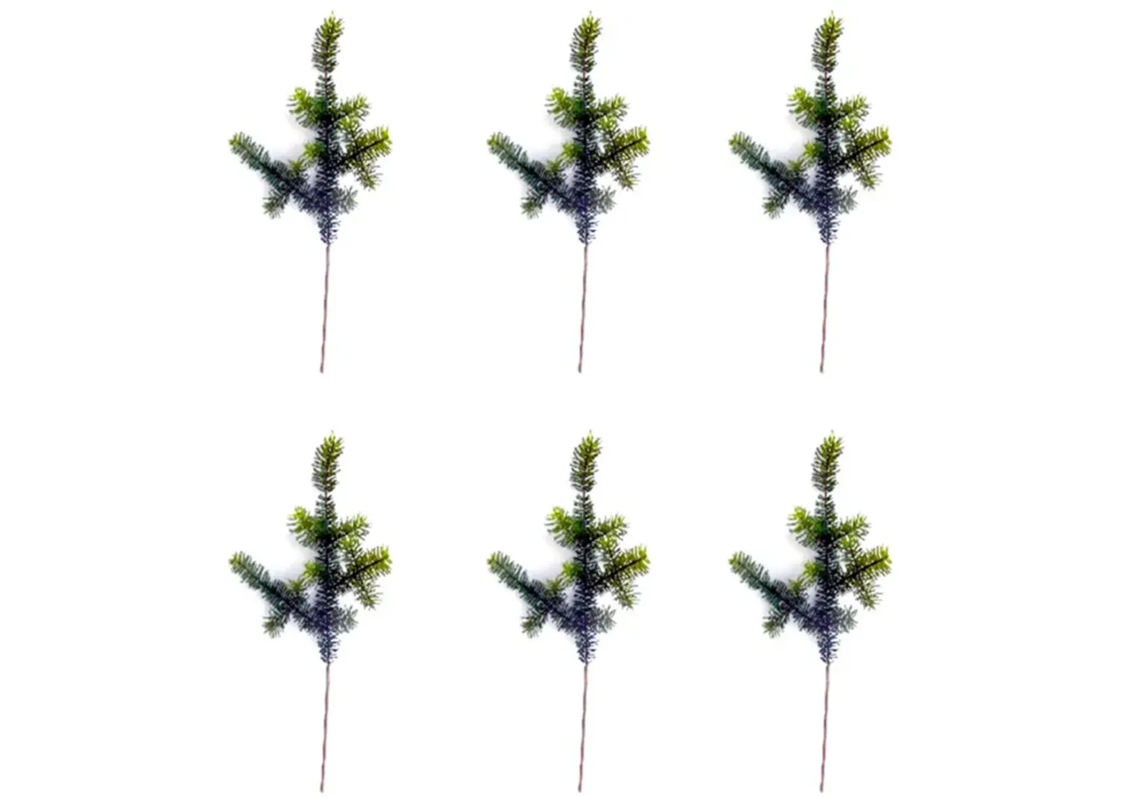 Set of 6 Wintry Green Pine Sprays for Holiday and Winter Decor