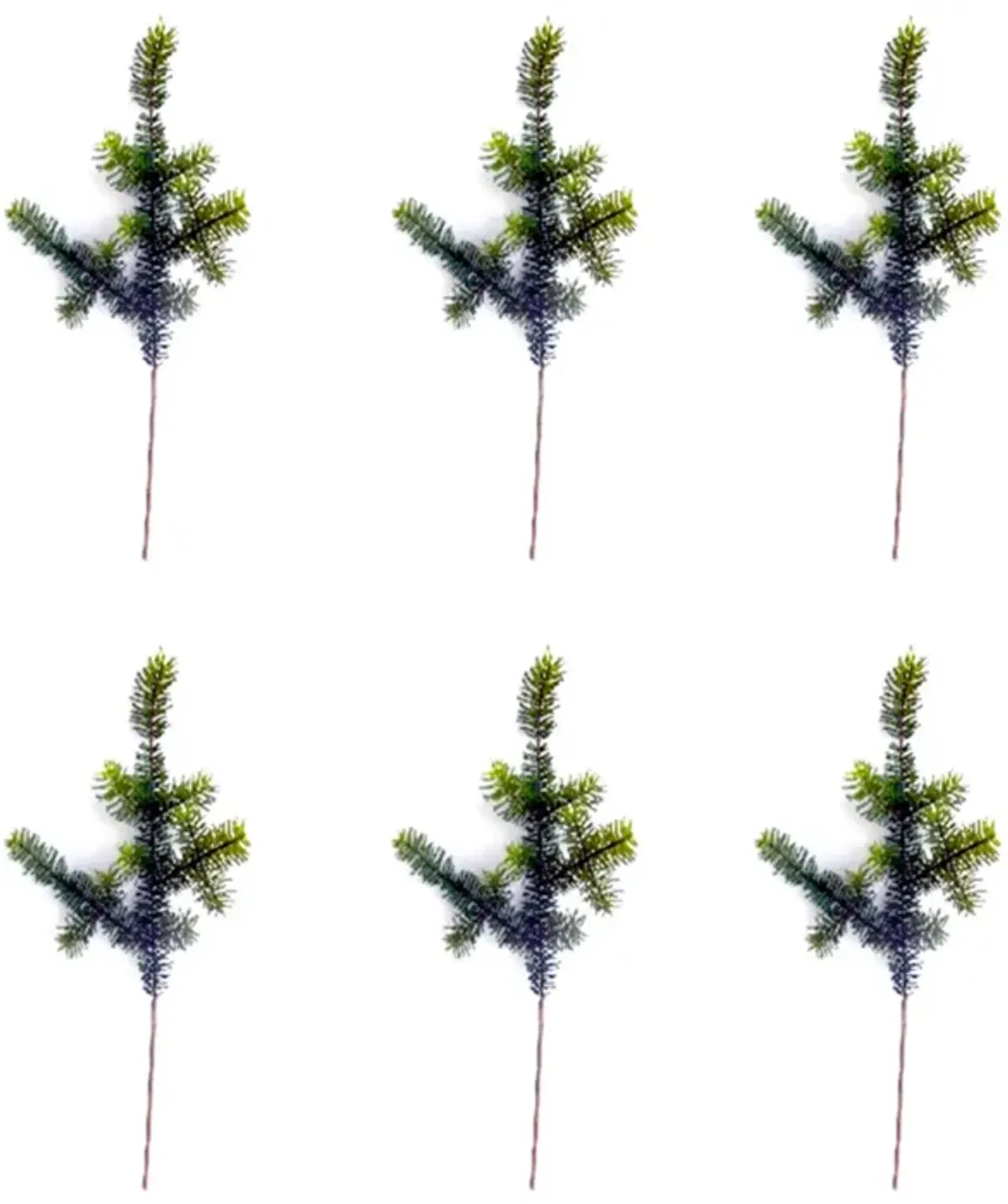 Set of 6 Wintry Green Pine Sprays for Holiday and Winter Decor