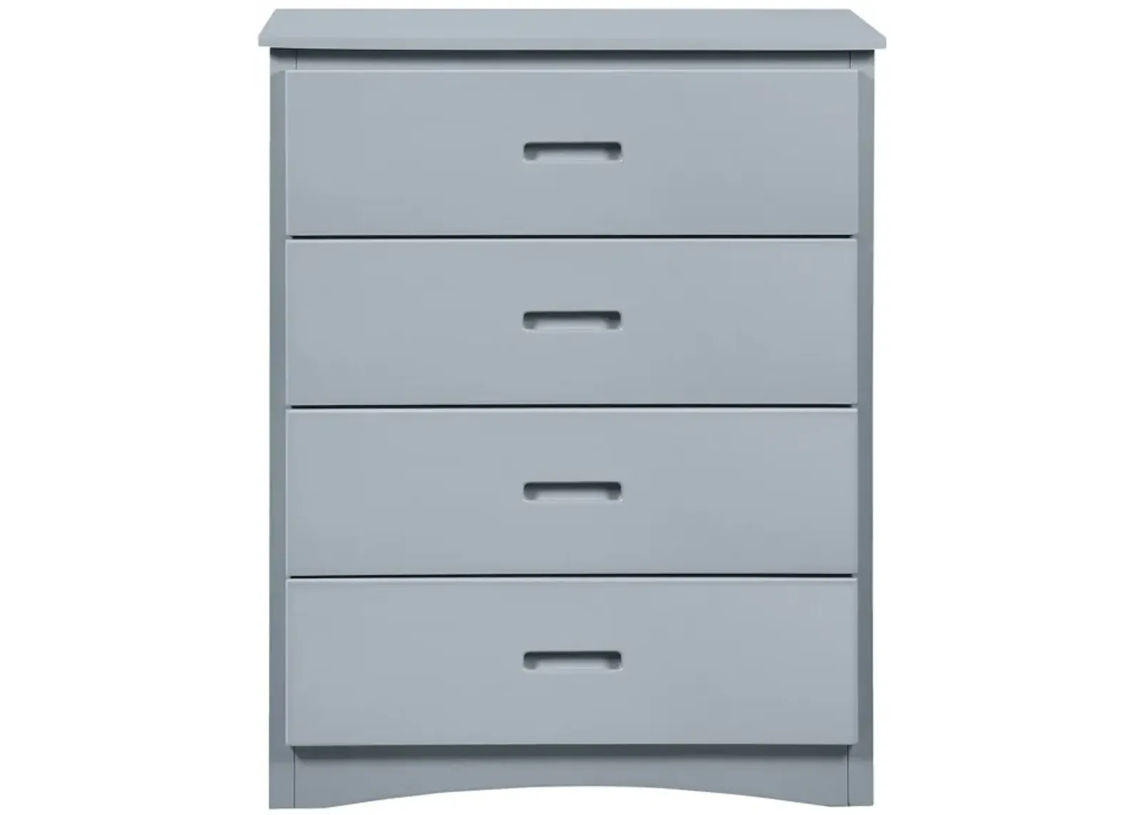 Transitional Wooden Chest with 4 Drawers and Recessed Handles, Gray-Benzara