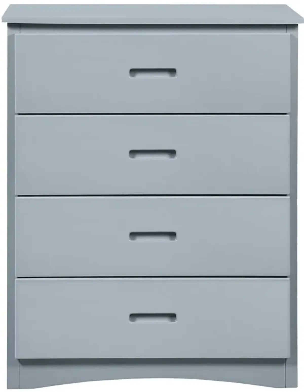 Transitional Wooden Chest with 4 Drawers and Recessed Handles, Gray-Benzara