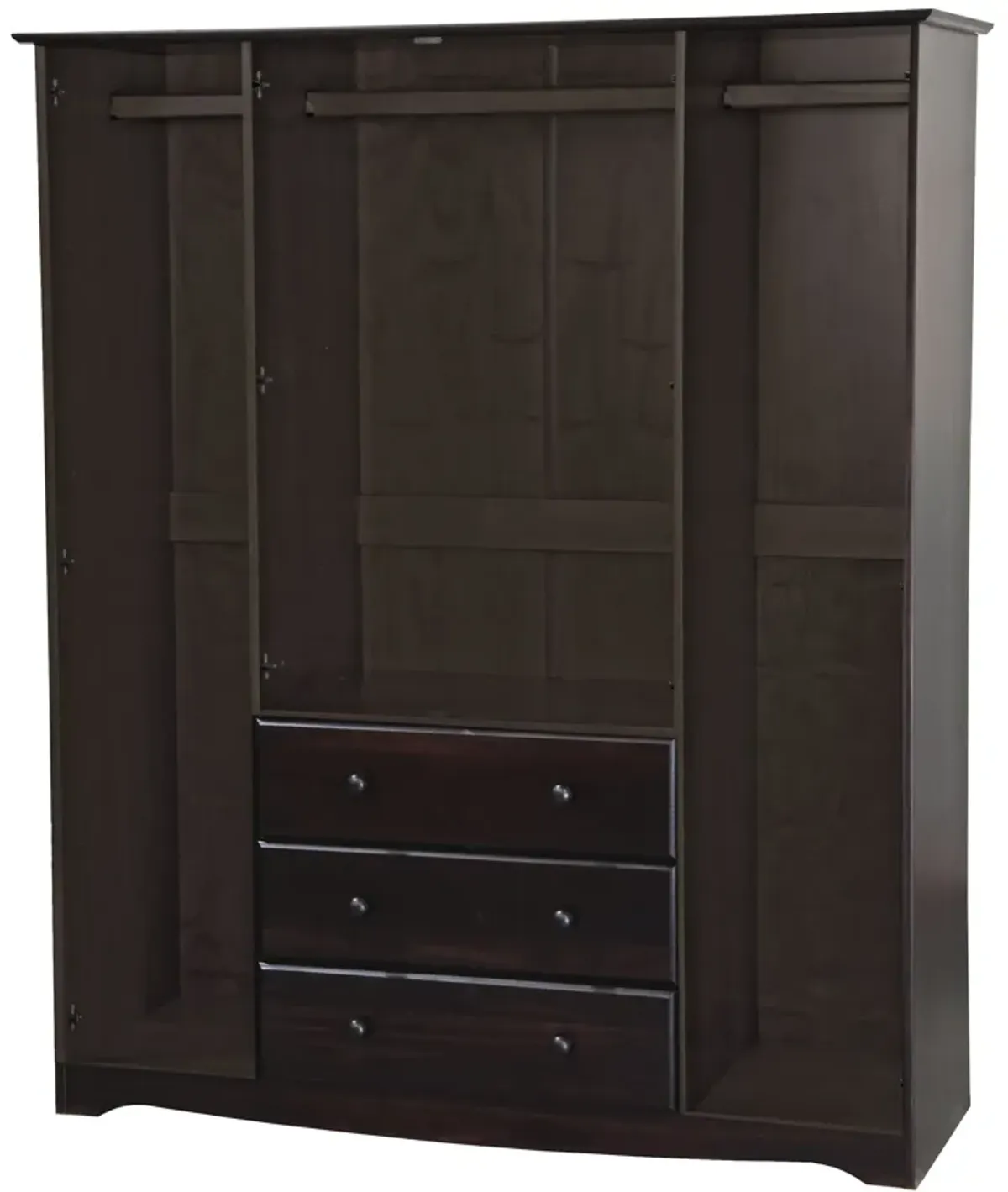 100% Solid Wood Family 4-Door Wardrobe