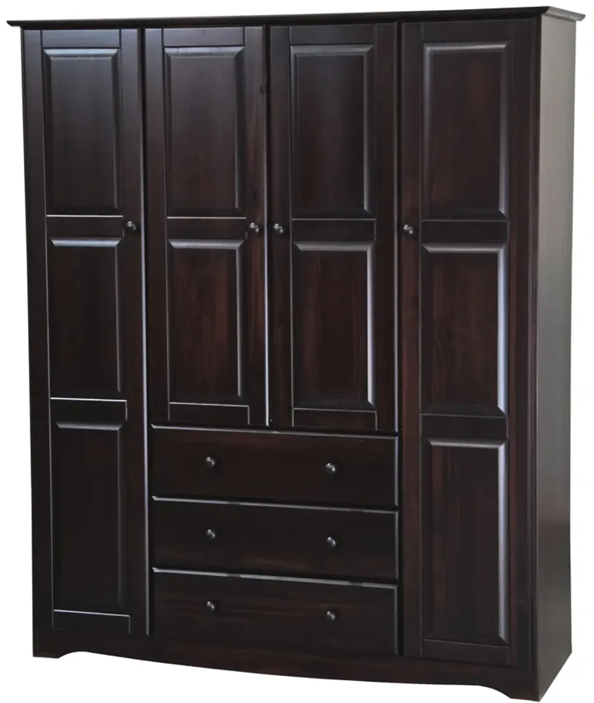 100% Solid Wood Family 4-Door Wardrobe