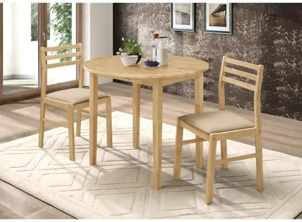 Coaster Co. of America Bucknell 3-piece Dining Set with Drop Leaf Natural and Tan