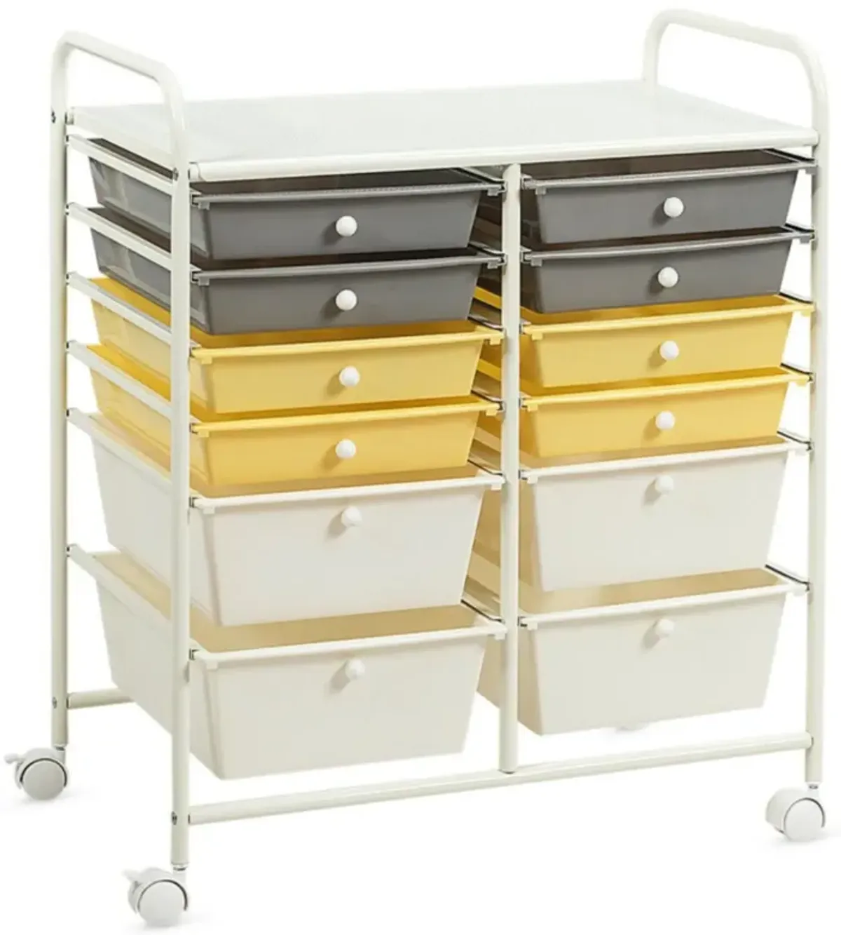 Hivvago 12-Drawer Rolling Storage Cart with Removable Drawers and Lockable Wheels