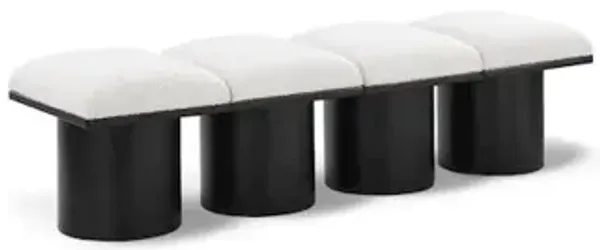 Meridian Furniture Pavilion Cream Boucle Fabric Bench