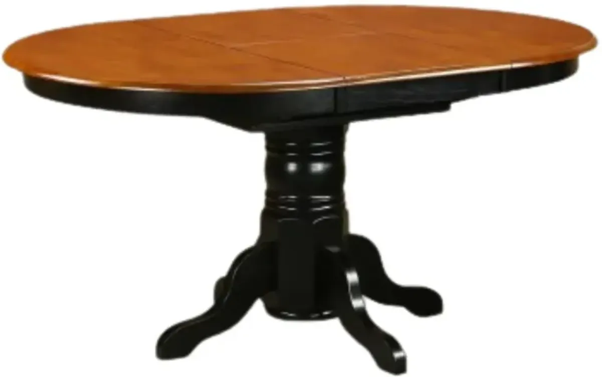 Avon  Oval  Table  With  18"  Butterfly  leaf  -Black  and  Cherry  Finish.