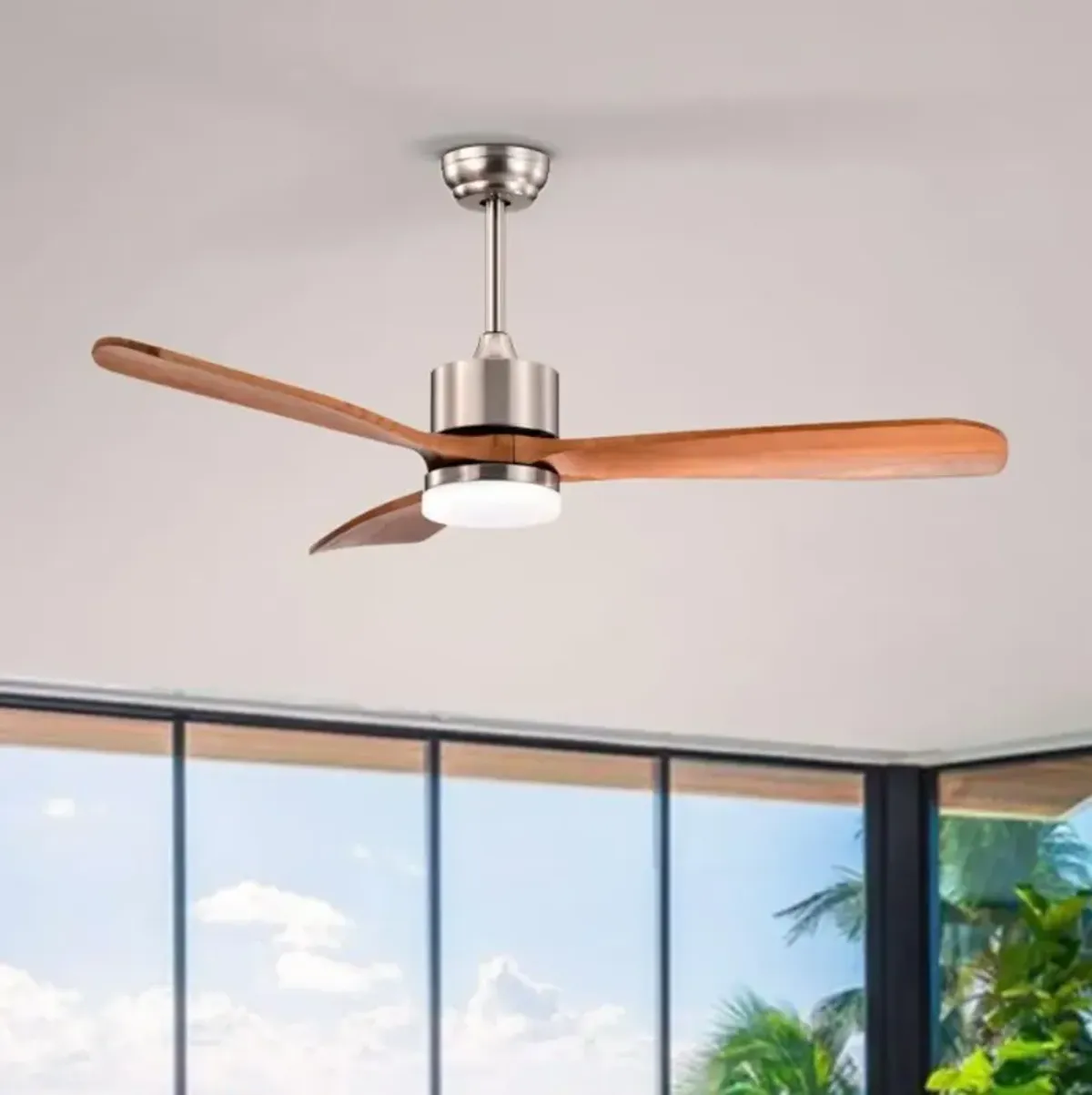 Hivvago 52 Inch Reversible Ceiling Fan with LED Light and Adjustable Temperature