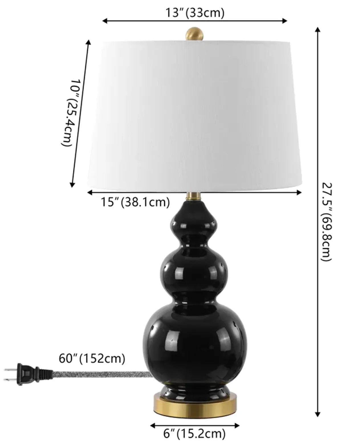 Bowen Contemporary Transitional Ceramic Gourd LED Table Lamp