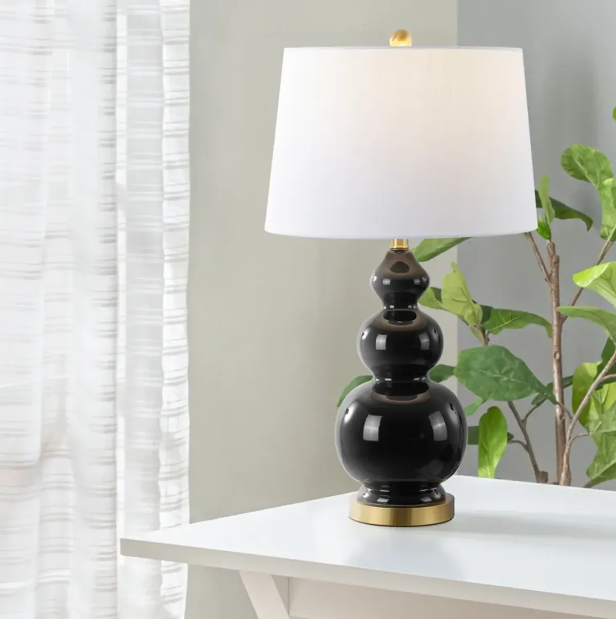 Bowen Contemporary Transitional Ceramic Gourd LED Table Lamp