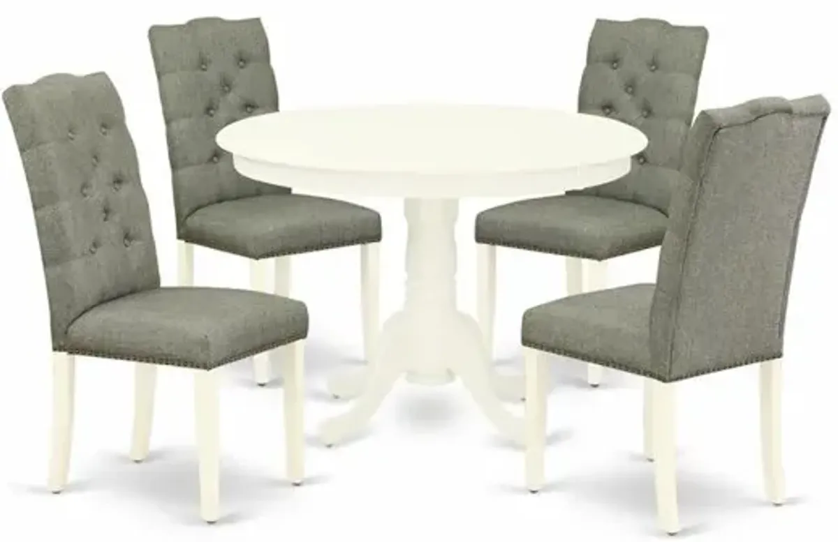Dining Room Set Linen White, HLEL5-LWH-07
