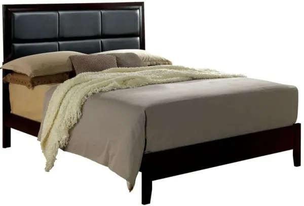 Espresso Color Queen Size Bed Leatherette Padded Headboard 1 Piece Bed Contemporary Bedroom Furniture