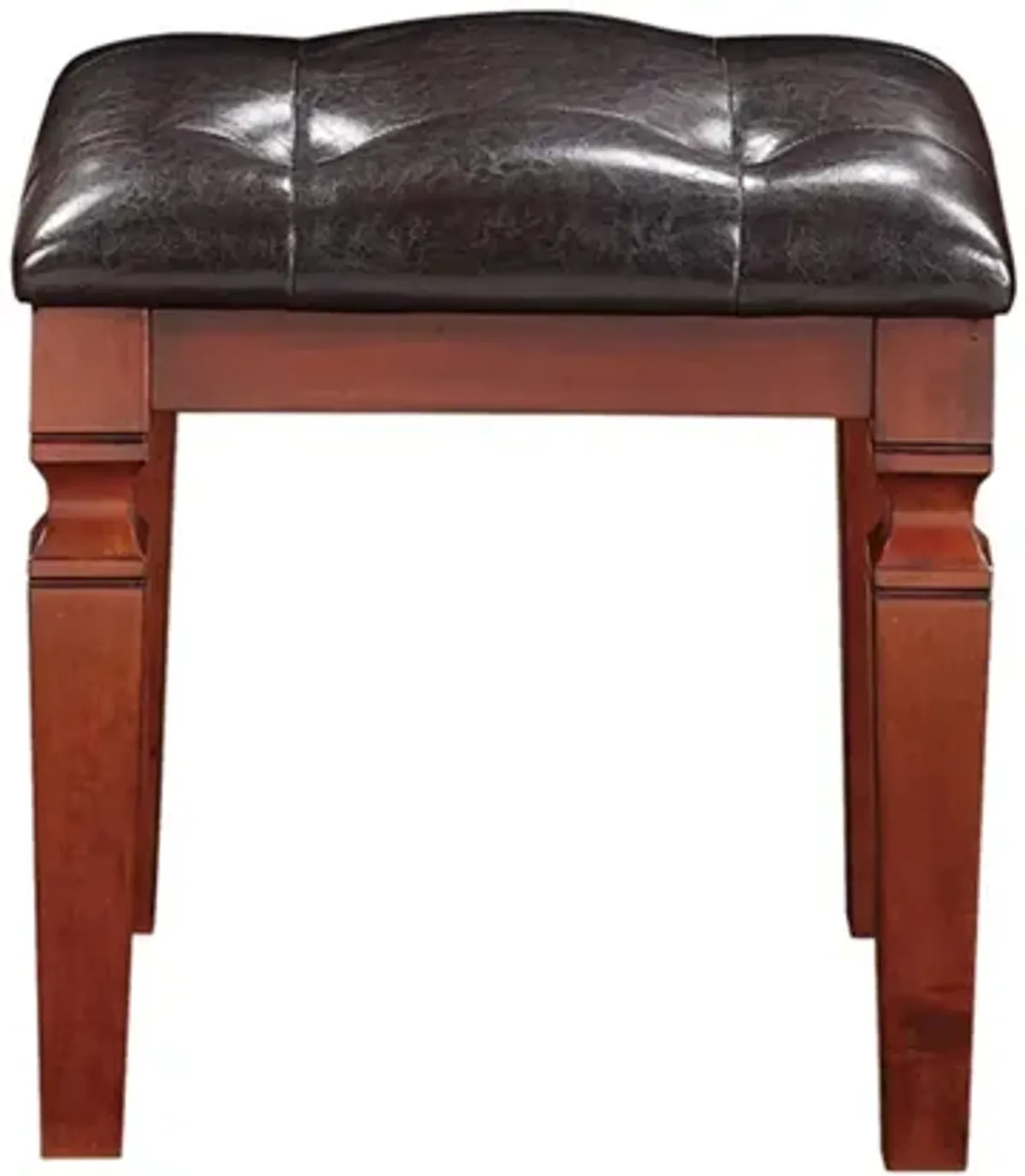 Thuy 60 Inch Vanity Desk Set, Upholstered Stool, Trifold Mirror, Brown-Benzara