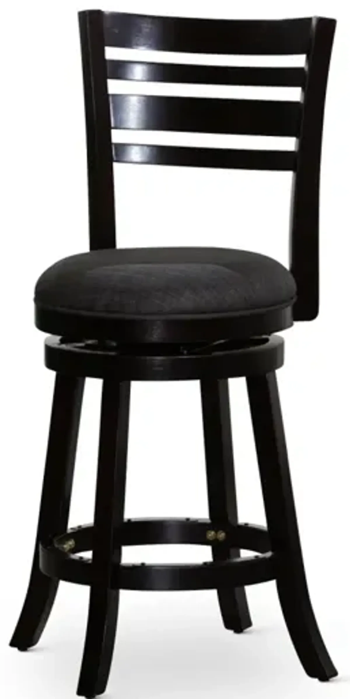 24" Counter Height Slat Back Swivel Stool, Espresso Finish, Charcoal Fabric Seat