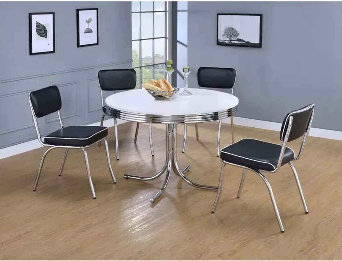 Coaster Retro 5-piece Round Dining Set Glossy White and Black