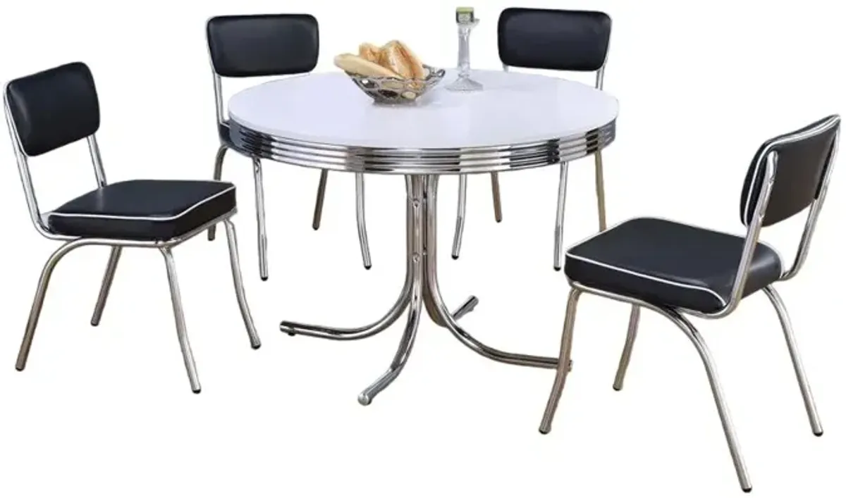 Coaster Retro 5-piece Round Dining Set Glossy White and Black